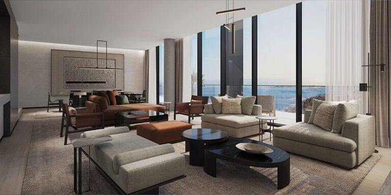 Furnished living room, Anantara Sharjah Residences, Al Heerah Beach, Sharjah (Arada image)