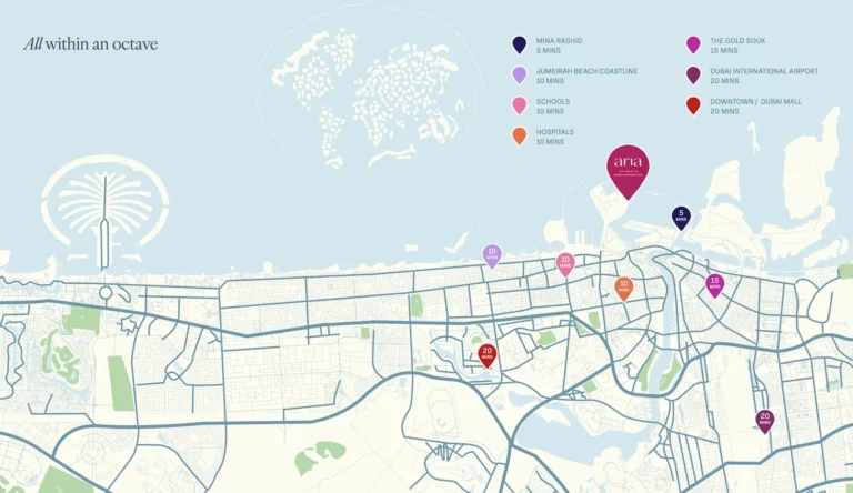 Location map, Aria, Dubai Maritime City (Beyond Developments image)