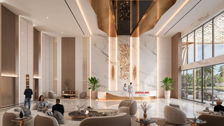 Tower entrance, Aspirz, Dubai Sports City (Danube Properties image)