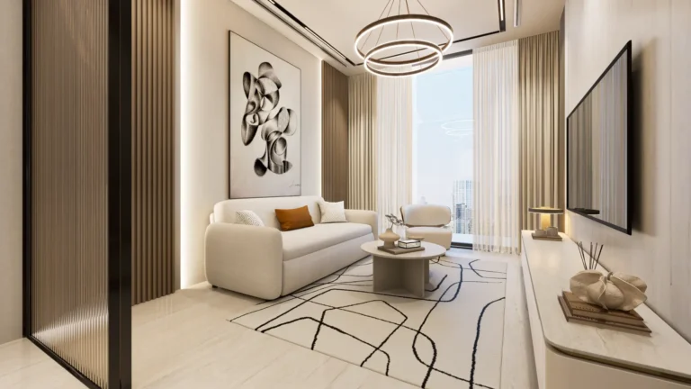 Living room interior, Aspirz, Dubai Sports City (Danube Properties image)