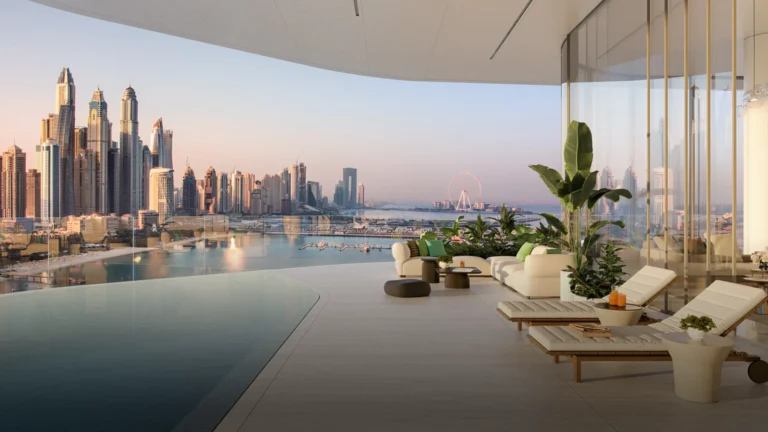 Developer rendering of a terrace view, AVA at Palm Jumeirah, Dorchester Collection, Palm Jumeirah (Omniyat image)