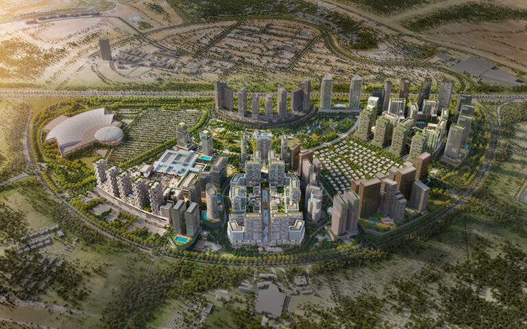 Aerial render of the Azizi Milan community, Azizi Milan 1, Dubailand (Azizi Developments image)
