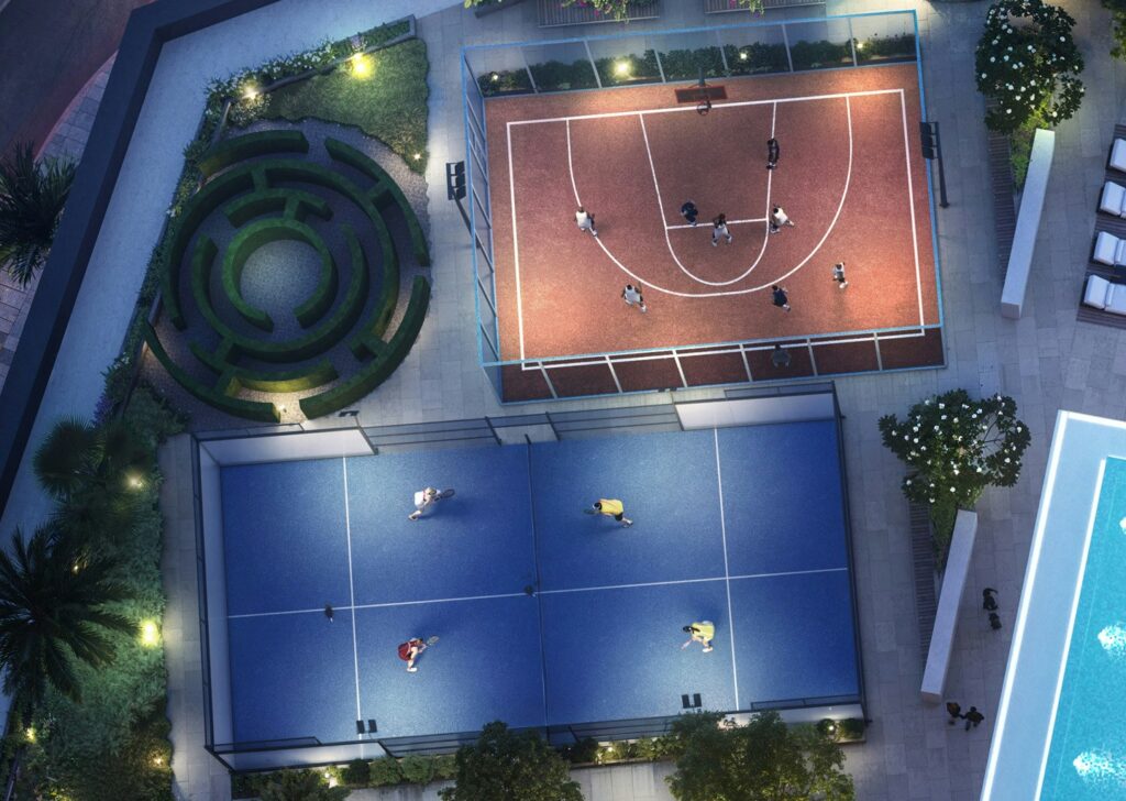 Tennis and basketball courts, Binghatti Haven, Dubai Sports City (Binghatti image)