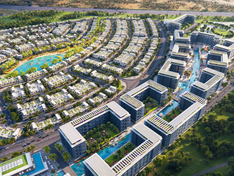 Official artist's impression, DAMAC Riverside townhouses, Dubai Investments Park 2 (DAMAC Properties image)