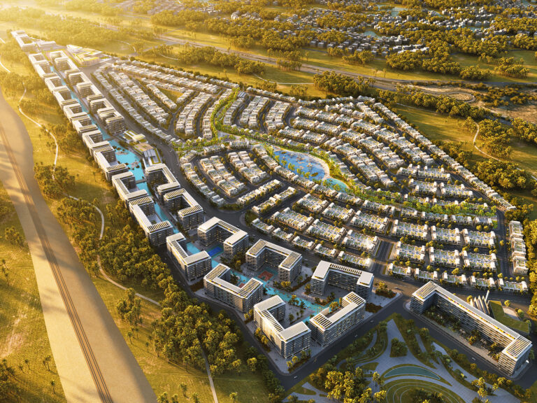 Official artist's impression, DAMAC Riverside townhouses, Dubai Investments Park 2 (DAMAC Properties image)