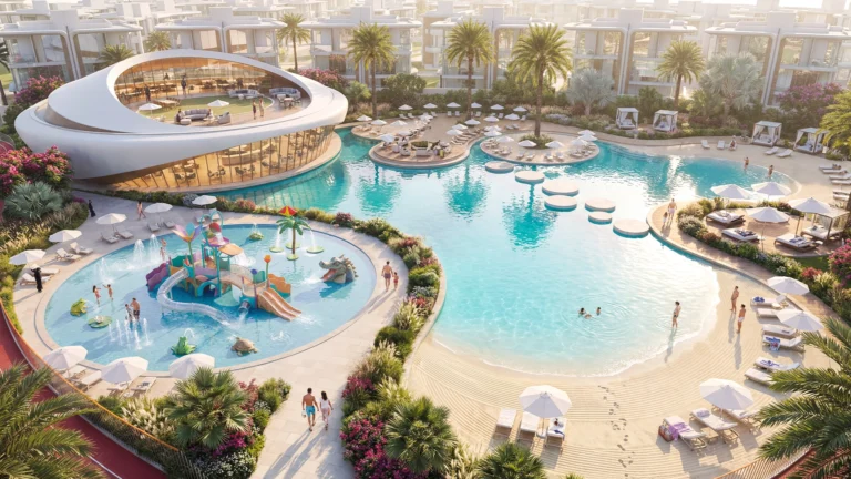 Beach Hub pool deck, Greenz, Dubai International Academic City (Danube Properties image)