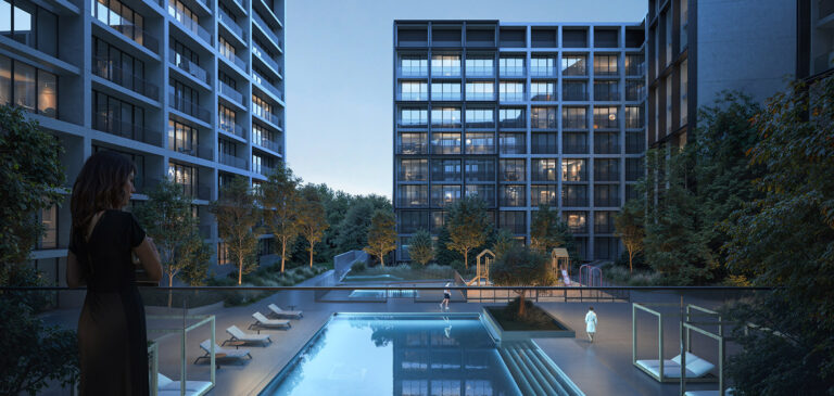 Apartment balcony with pool view, Jenna, Aljada, Sharjah (Arada image)