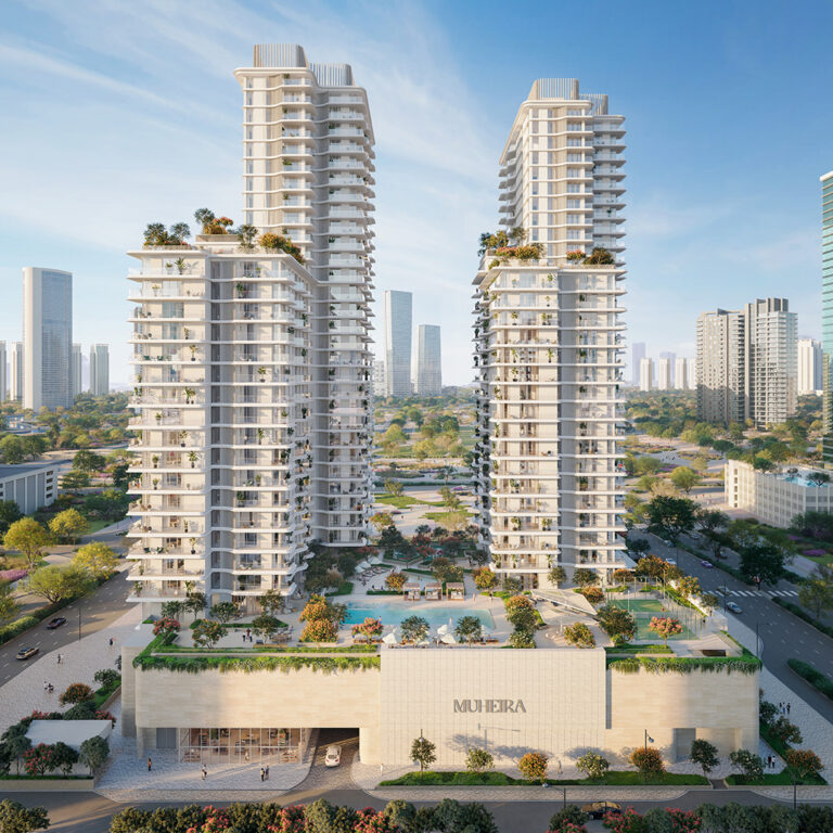 Render of the two towers, Muheira, Al Reem Island (Modon image)