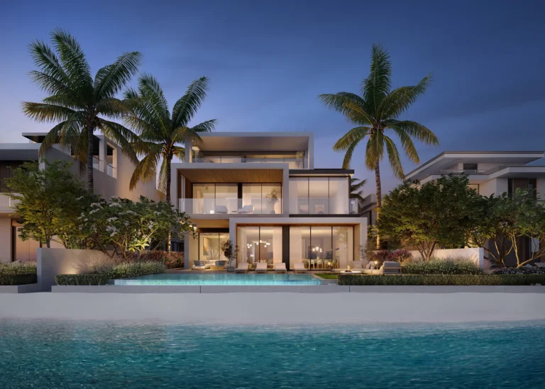 Indigo Ocean villa exterior from the beach, Palm Jebel Ali Frond A villas, Palm Jebel Ali (Nakheel image)