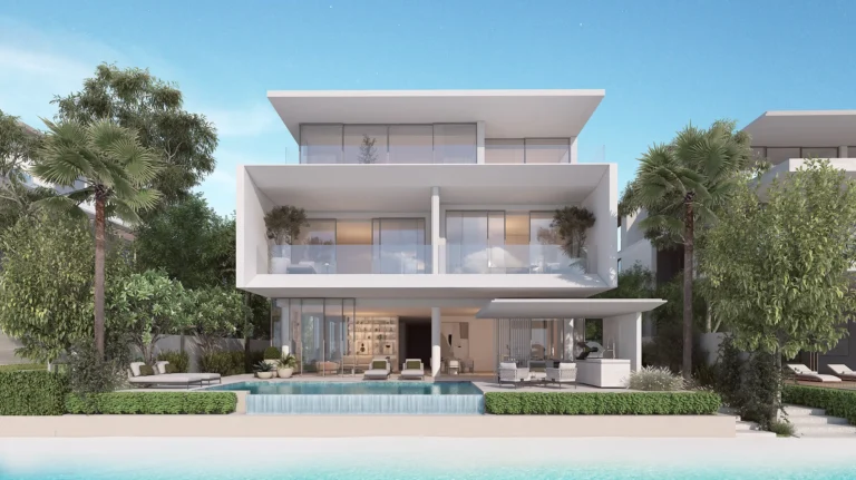 Azure Blue villa exterior from the beach, Palm Jebel Ali Fronds B, C, D, E and F, Palm Jebel Ali (Nakheel image)