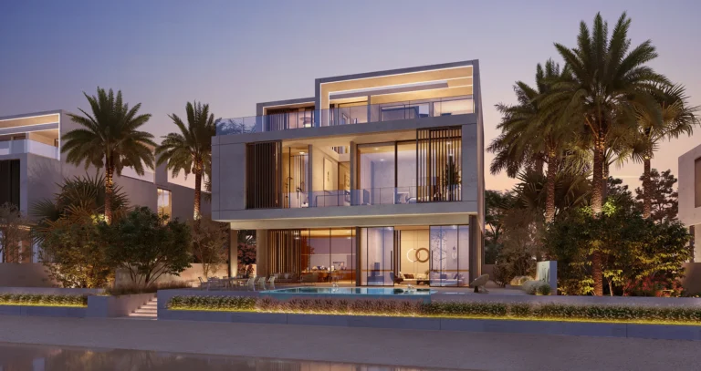 Mediterranean villa exterior from the beach, Palm Jebel Ali Fronds B, C, D, E and F, Palm Jebel Ali (Nakheel image)