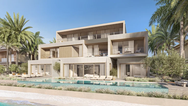 Coral Collection villa exterior from the beach, Palm Jebel Ali Fronds B, C, D, E and F, Palm Jebel Ali (Nakheel image)