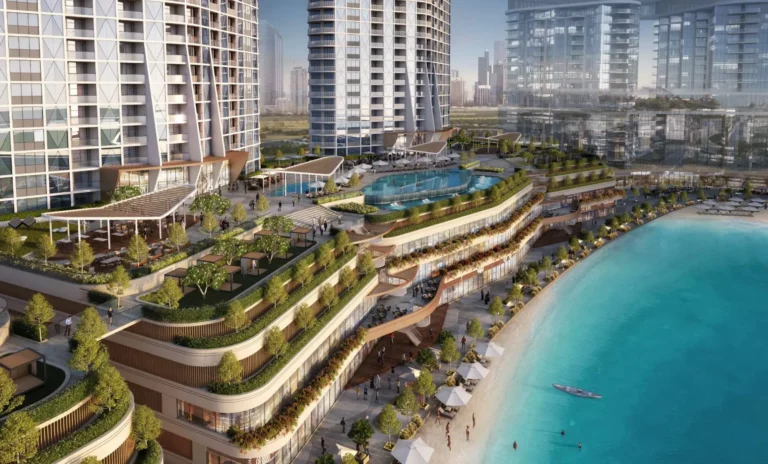 Indicative podium view render, Riverside Crescent, Sobha Hartland II, MBR City (Sobha Realty image)