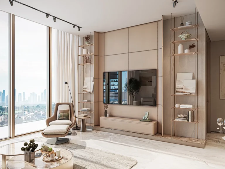 Living area and kitchen, Sea Cliff by Imtiaz, Dubai Islands (Imtiaz Developments image)