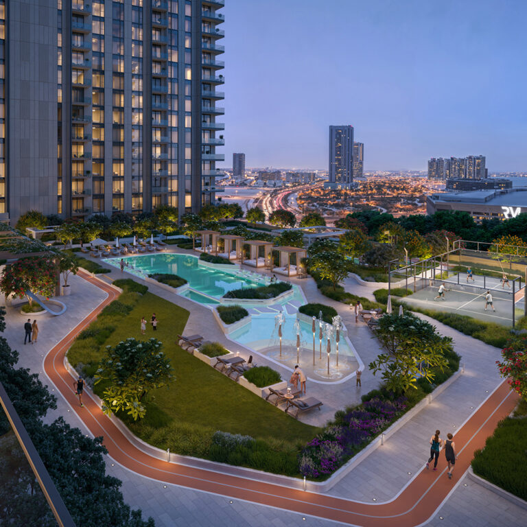 Aerial render of the pool, Tara Park, Al Reem Island (Modon image)