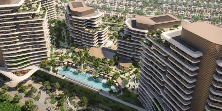 Residential buildings and outdoor spaces, Verdes by Haven, Dubailand (Aldar image)