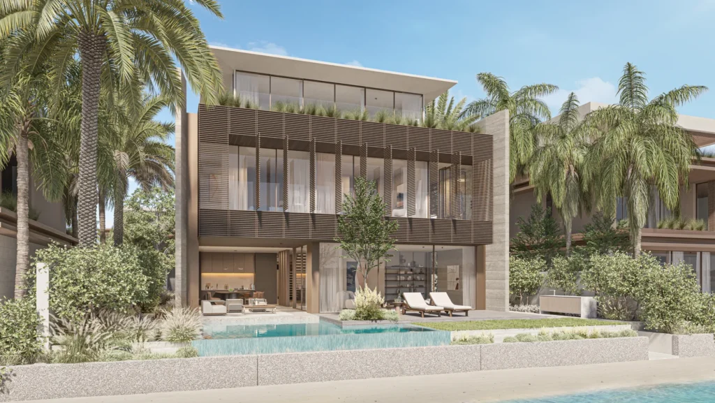 Beach Collection villa exterior from the beach, Palm Jebel Ali Fronds I, J, K and P, Palm Jebel Ali (Nakheel image)