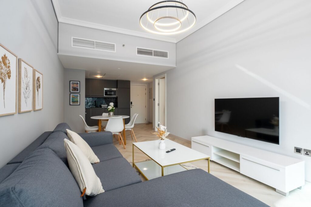 Lounge and tv after the renovation, Lake Terrace, JLT