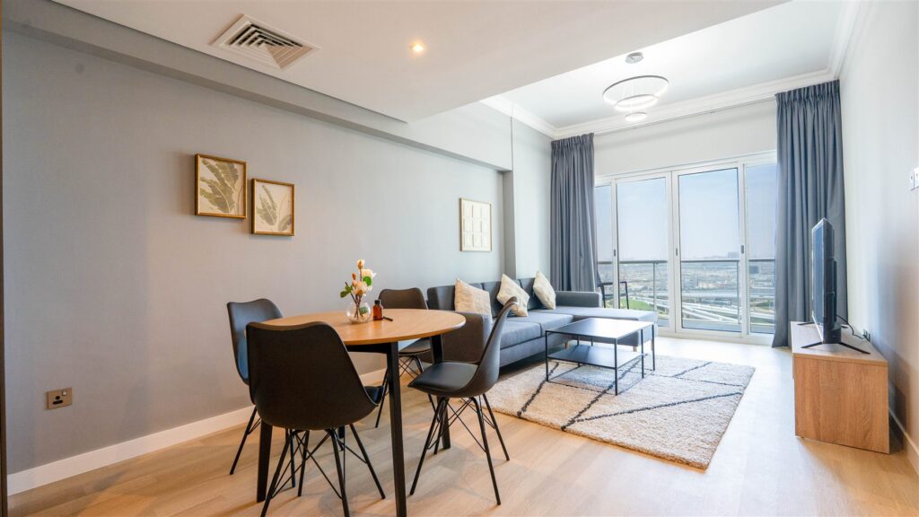 Living and dining after the renovation, Lake View Tower, JLT