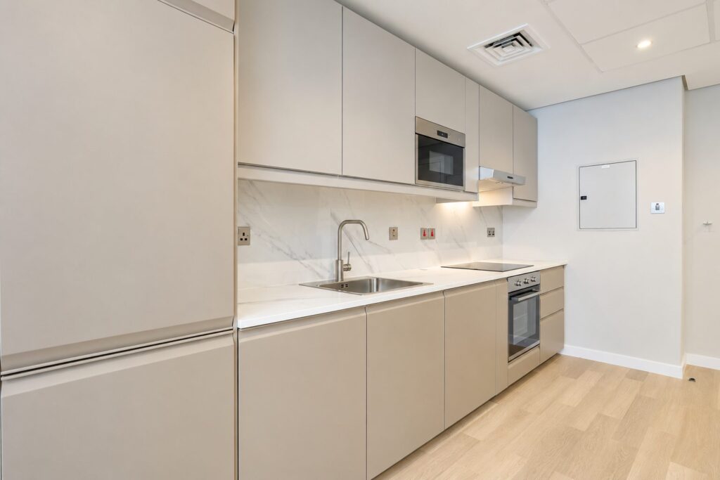 Kitchen units after the renovation, Lake View Tower, JLT