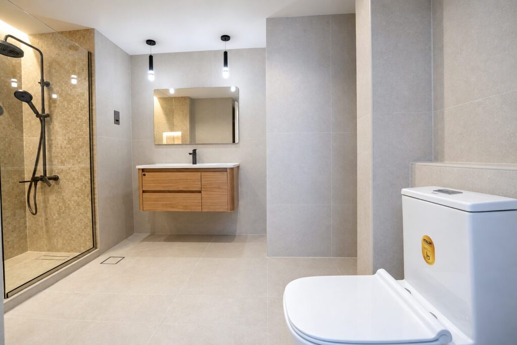 Walk in shower after the renovation, Lake View Tower, JLT
