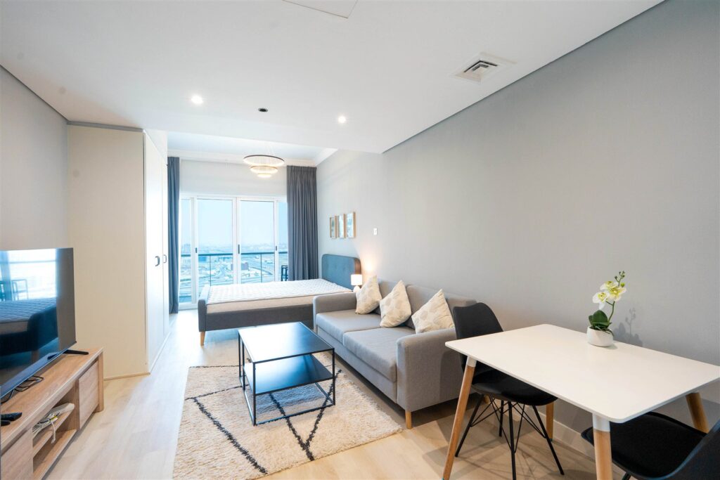 Living area after the renovation, Lake View Tower, JLT