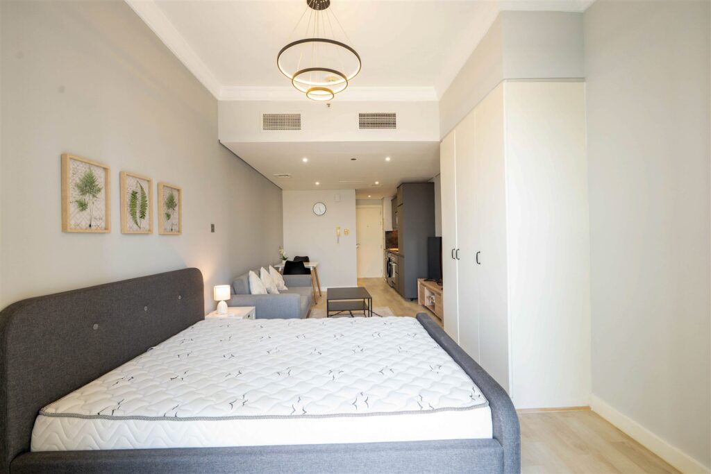 Bed to living after the renovation, Lake View Tower, JLT