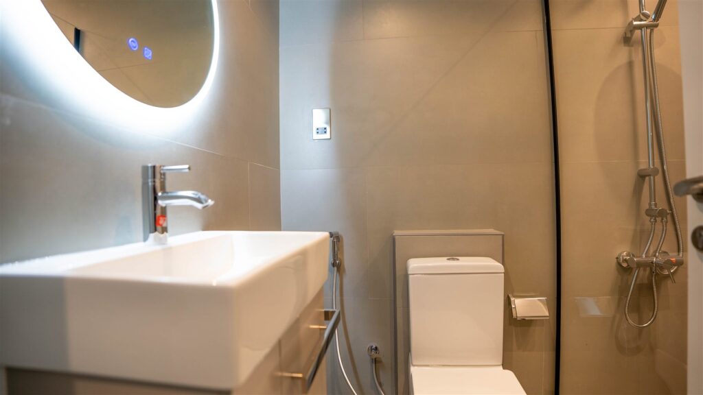 Bathroom after the renovation, Lake View Tower, JLT